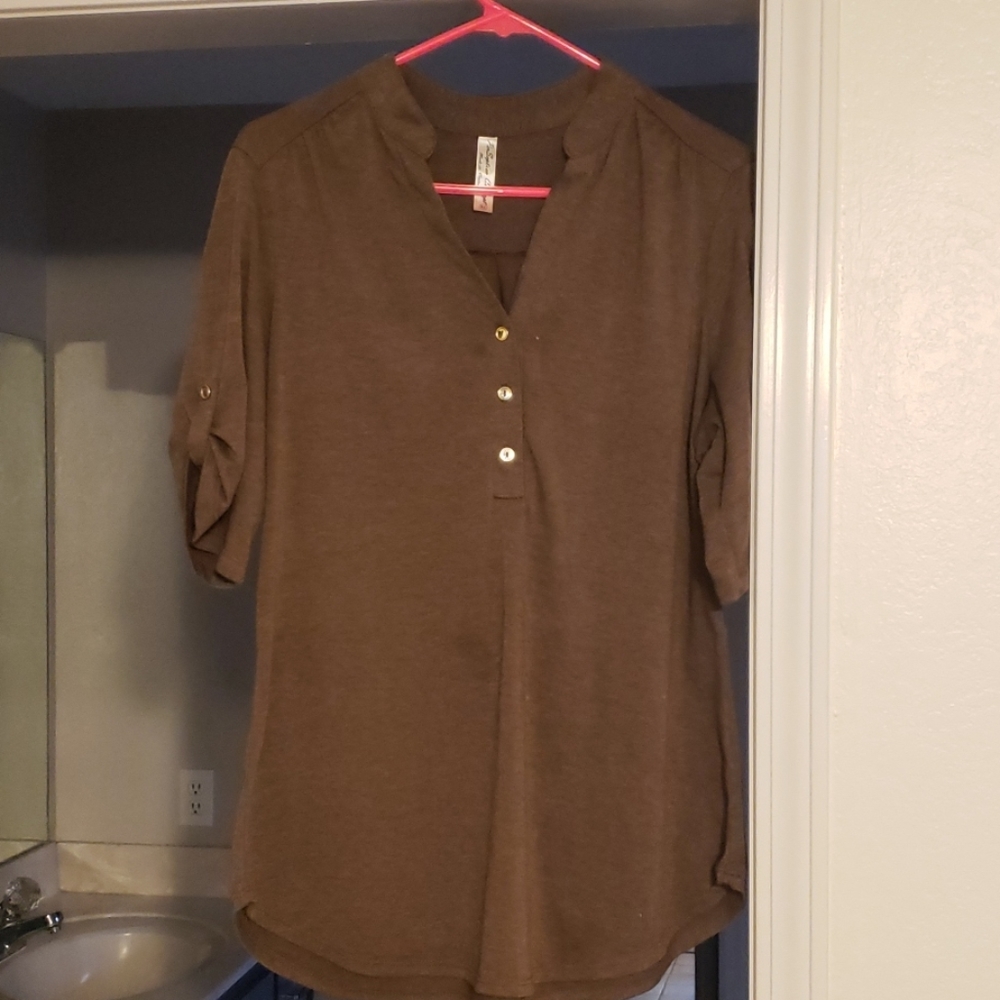 Brown Quarter Length Shirt
